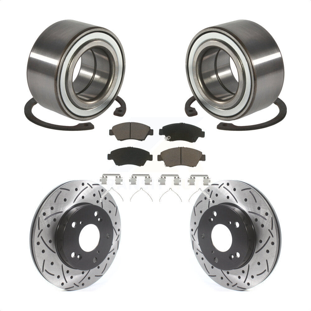 Kit de plaquettes de Rotor de frein, roulement de roue avant, fente de perçage, pour Honda Civic Si 2004