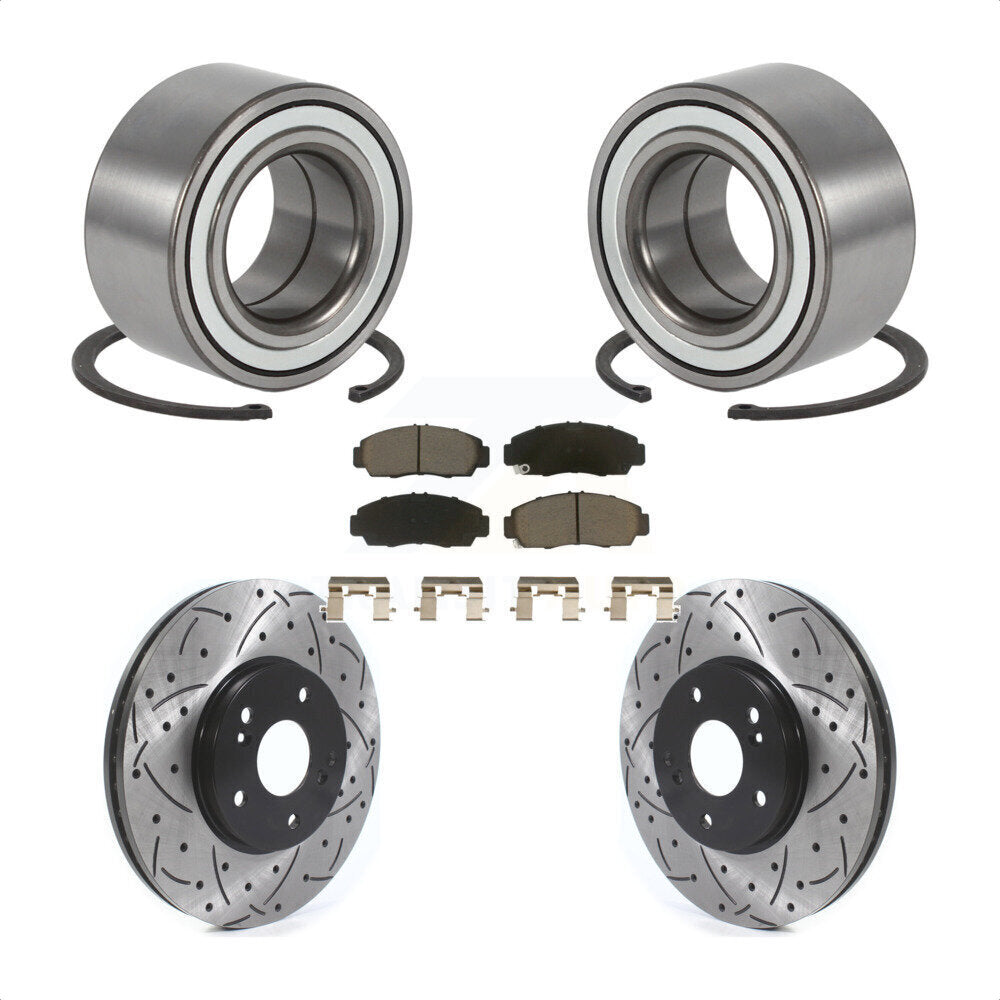 Kit de rotor et de plaquettes de frein à fente percé avec roulement de roue avant pour Acura TL C