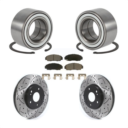 Kit de rotor et de plaquettes de frein à fente percé avec roulement de roue avant pour Acura TL C