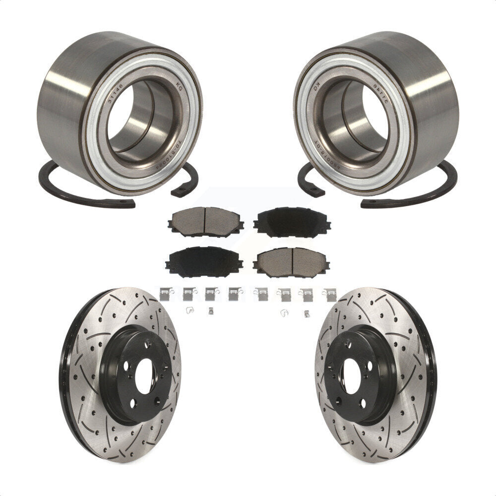 Kit de plaquettes de Rotor de frein avec fente de perçage revêtue de roulement de roue avant pour Scion x 2008 – 2014