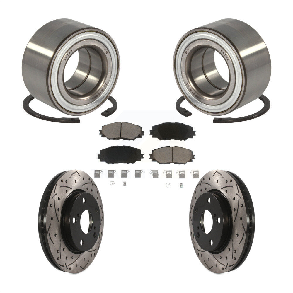 Kit de plaquettes de Rotor de frein, roulement de roue avant, fente de perçage, pour Toyota Prius 2017 – 2018