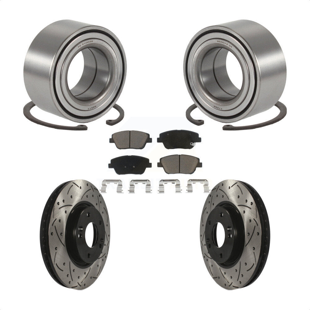 Kit de plaquettes de Rotor de frein, fente de perçage, roulement de roue avant, pour Hyundai Sonata Kia Optim