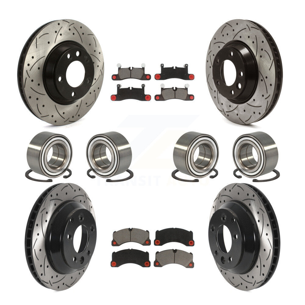 Kit de rotors et plaquettes de frein à disque revêtus de roulements avant et arrière (10 pièces) pour Porsche Cayenn