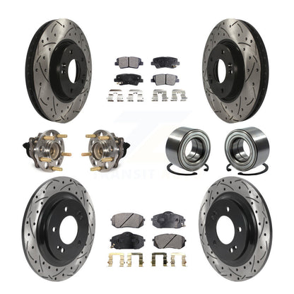 Kit de rotors et plaquettes de frein à disque revêtus de roulement de moyeu avant et arrière (10 pièces) pour Kia Soul E