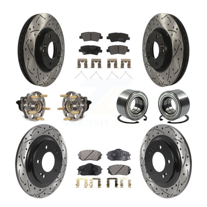 Kit de rotors et plaquettes de frein à disque revêtus de roulement de moyeu avant et arrière (10 pièces) pour Kia Soul E