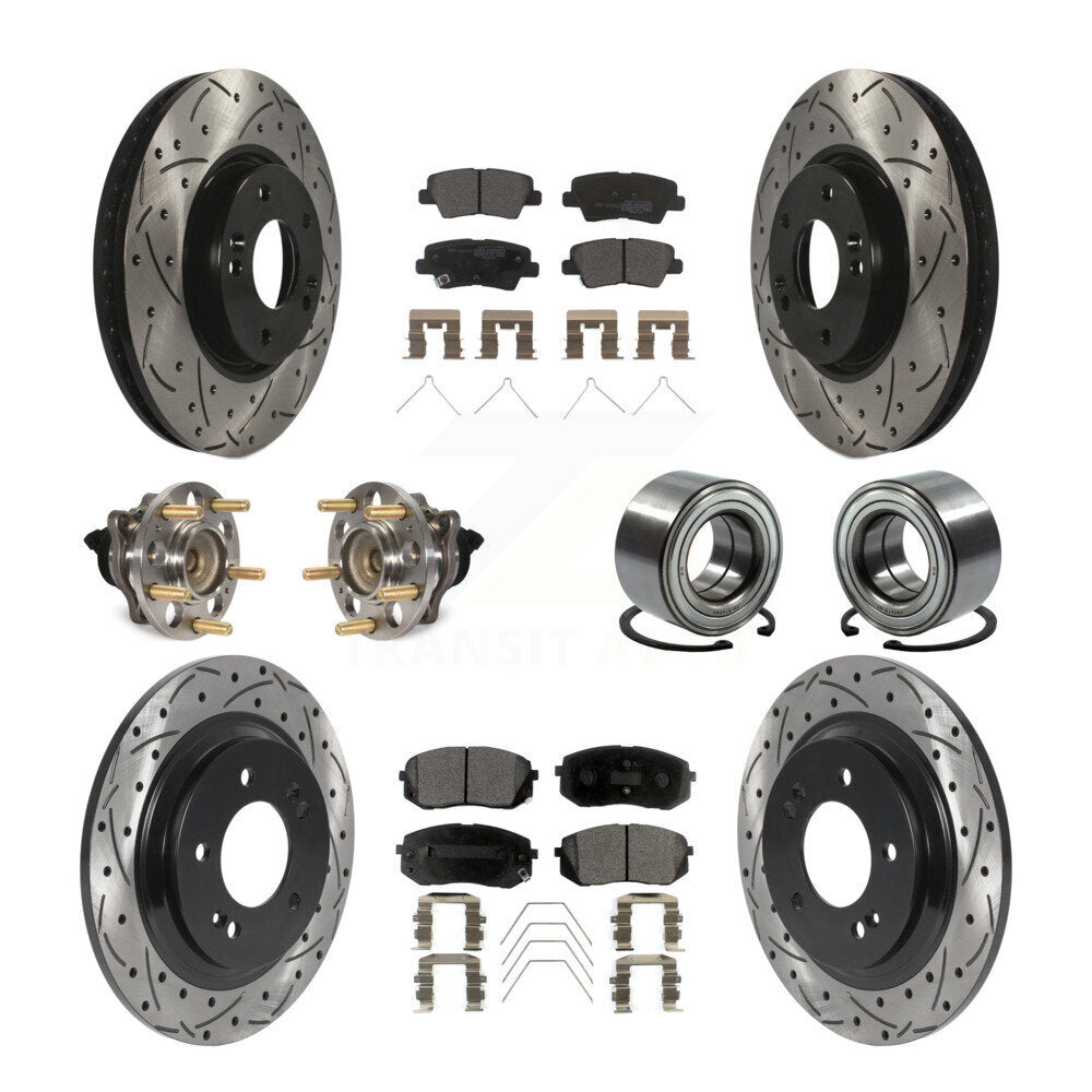 Kit de plaquettes de rotor de frein, roulement de moyeu avant et arrière (10 pièces) pour Kia Soul E 2017 – 2019