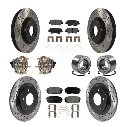 Kit de plaquettes de rotor de frein, roulement de moyeu avant et arrière (10 pièces) pour Kia Soul E 2017 – 2019
