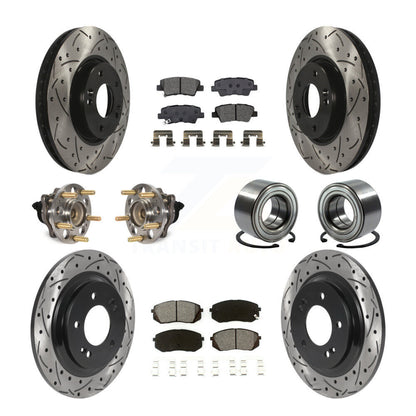 Kit de rotors et plaquettes de frein à disque revêtus de roulement de moyeu avant et arrière (10 pièces) pour Kia Soul E