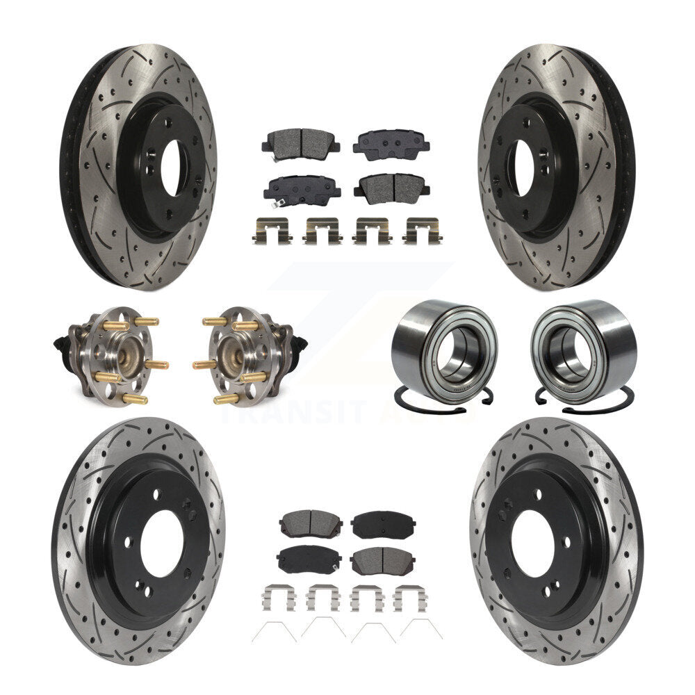 Kit de plaquettes de rotor de frein, roulement de moyeu avant et arrière (10 pièces) pour Kia Soul E 2017 – 2019