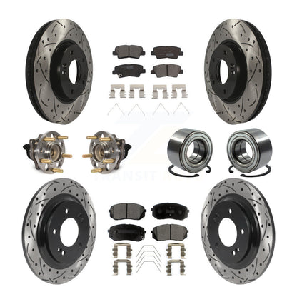 Kit de plaquettes de rotor de frein, roulement de moyeu avant et arrière (10 pièces) pour Kia Soul E 2017 – 2019