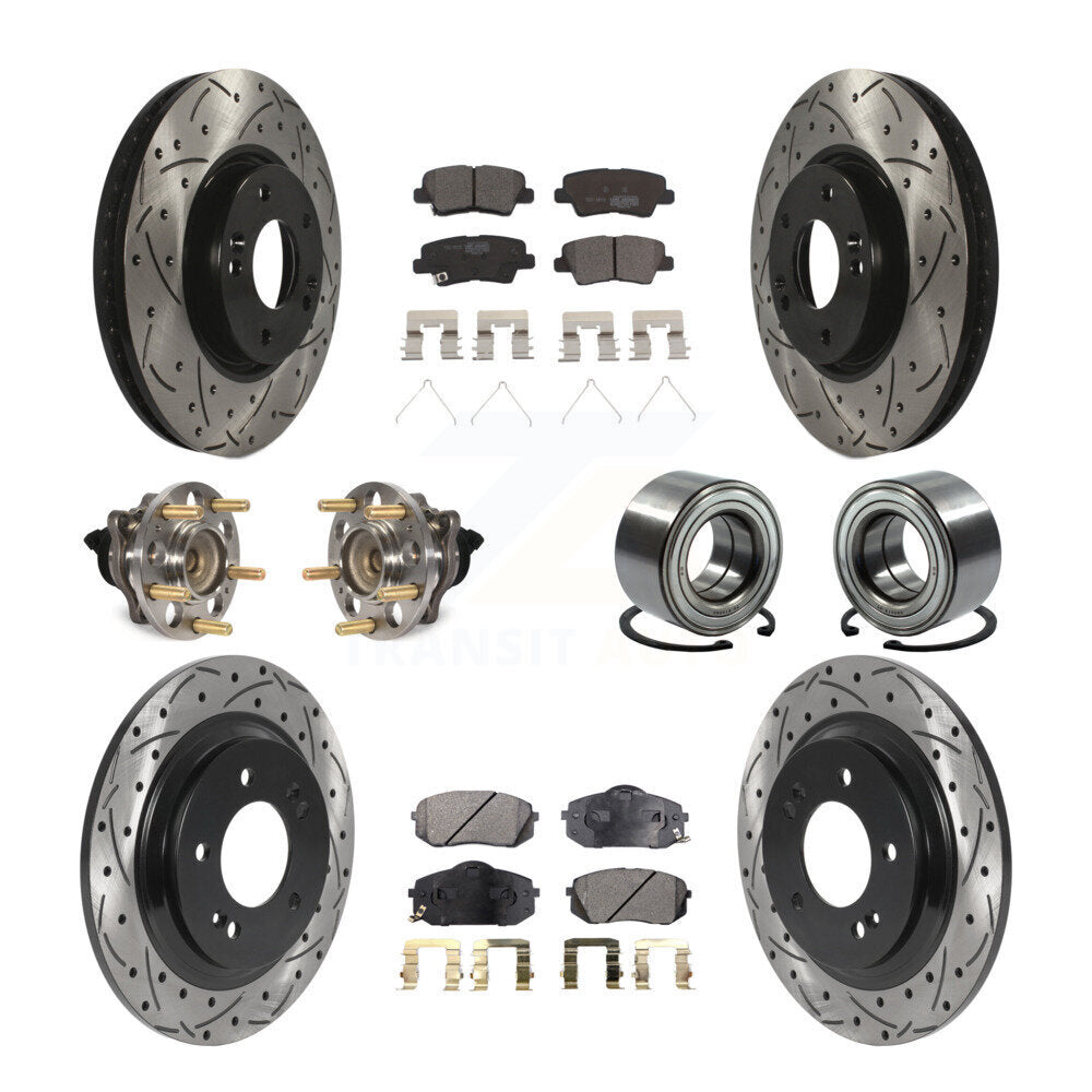 Kit de rotors et plaquettes de frein à disque revêtus de roulement de moyeu avant et arrière (10 pièces) pour Kia Soul E