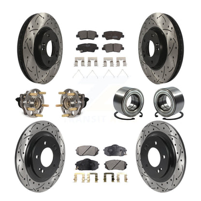 Kit de rotors et plaquettes de frein à disque revêtus de roulement de moyeu avant et arrière (10 pièces) pour Kia Soul E