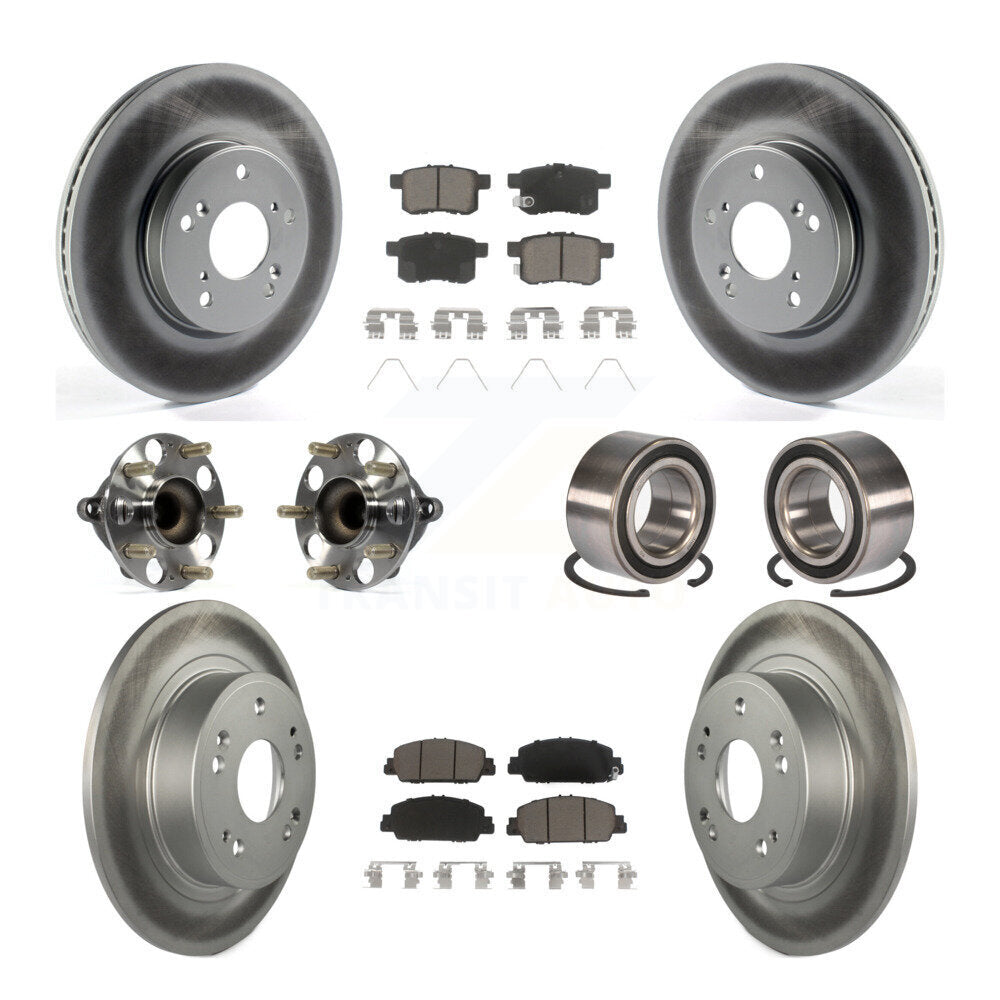 Kit de rotor et de plaquettes de frein à disque revêtus de roulement de moyeu avant et arrière (10 pièces) pour Honda Accor
