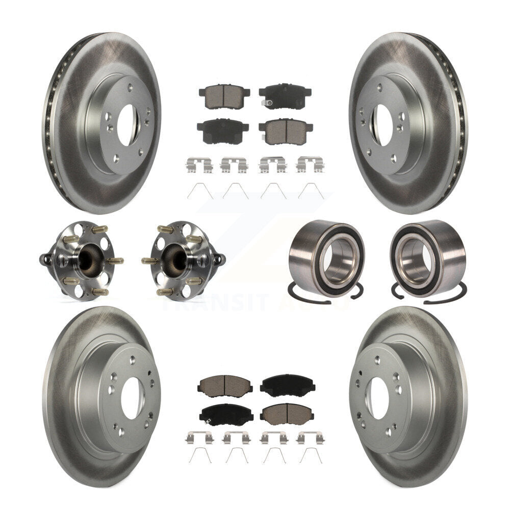 Kit de rotor et de plaquettes de frein à disque revêtus de roulement de moyeu avant et arrière (10 pièces) pour Honda Accor