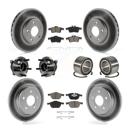 Kit de rotor et de plaquettes de frein à disque revêtus de roulement de moyeu avant et arrière (10 pièces) pour Ford Focu