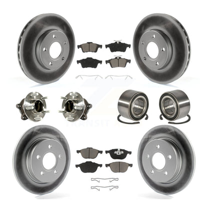 Kit de rotor et de plaquettes de frein à disque revêtus de roulement de moyeu avant et arrière (10 pièces) pour Ford Focu