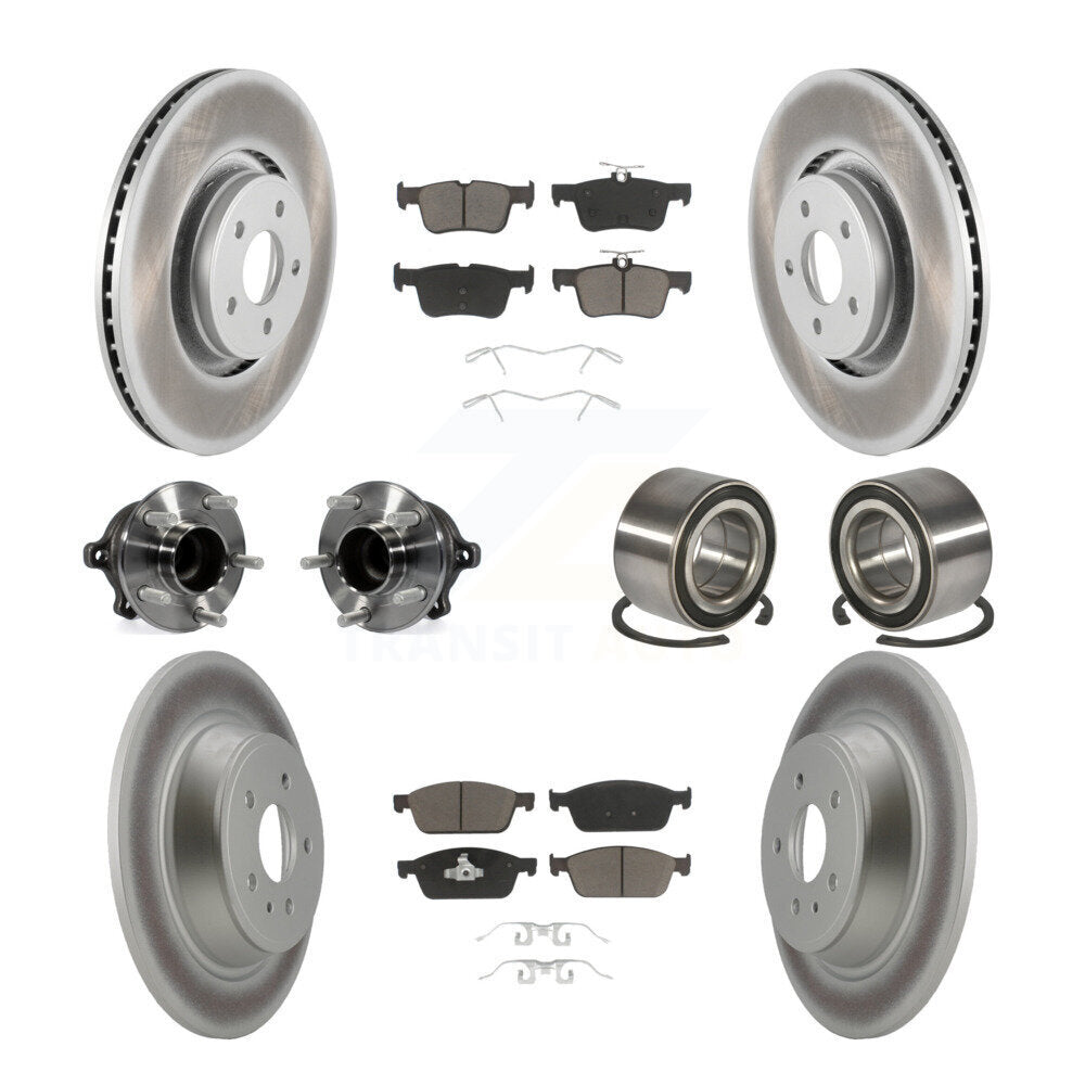 Kit de rotors et plaquettes de frein à disque revêtus de roulement de moyeu avant et arrière (10 pièces) pour Lincoln MK