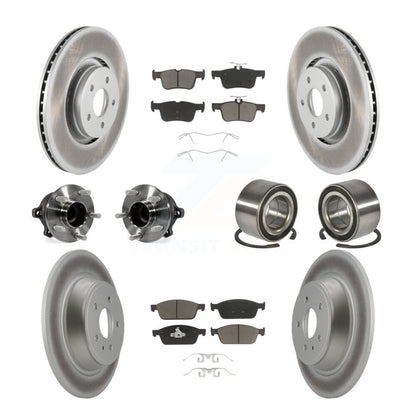 Kit de rotors et plaquettes de frein à disque revêtus de roulement de moyeu avant et arrière (10 pièces) pour Lincoln MK