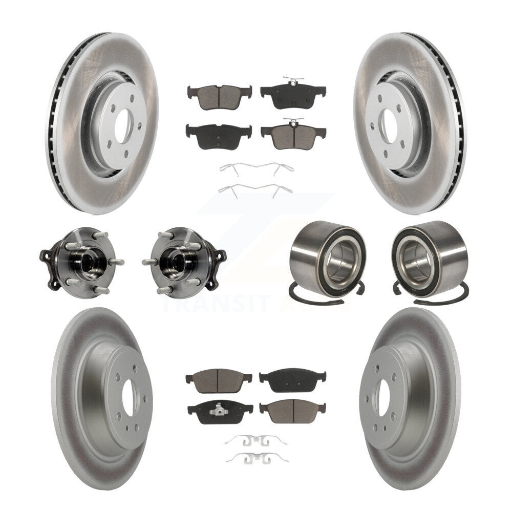 Kit de rotors et plaquettes de frein à disque revêtus de roulement de moyeu avant et arrière (10 pièces) pour Lincoln MK