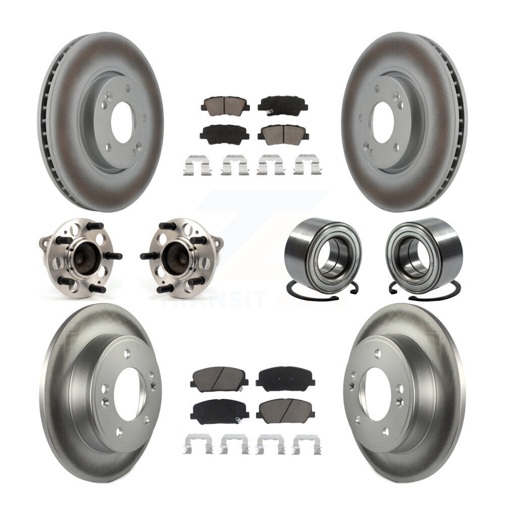 Kit de rotors et plaquettes de frein revêtus de roulement de moyeu avant et arrière (10 pièces) pour Hyundai Veloste