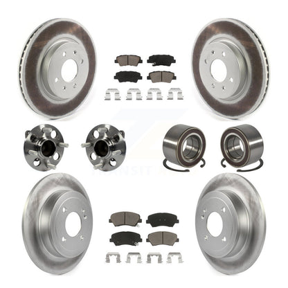 Kit de rotors et plaquettes de frein à disque revêtus de roulements de moyeu avant et arrière (10 pièces) pour Kia Ri