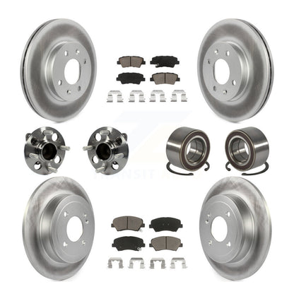 Kit de rotors et plaquettes de frein à disque revêtus de roulements de moyeu avant et arrière (10 pièces) pour Kia Ri