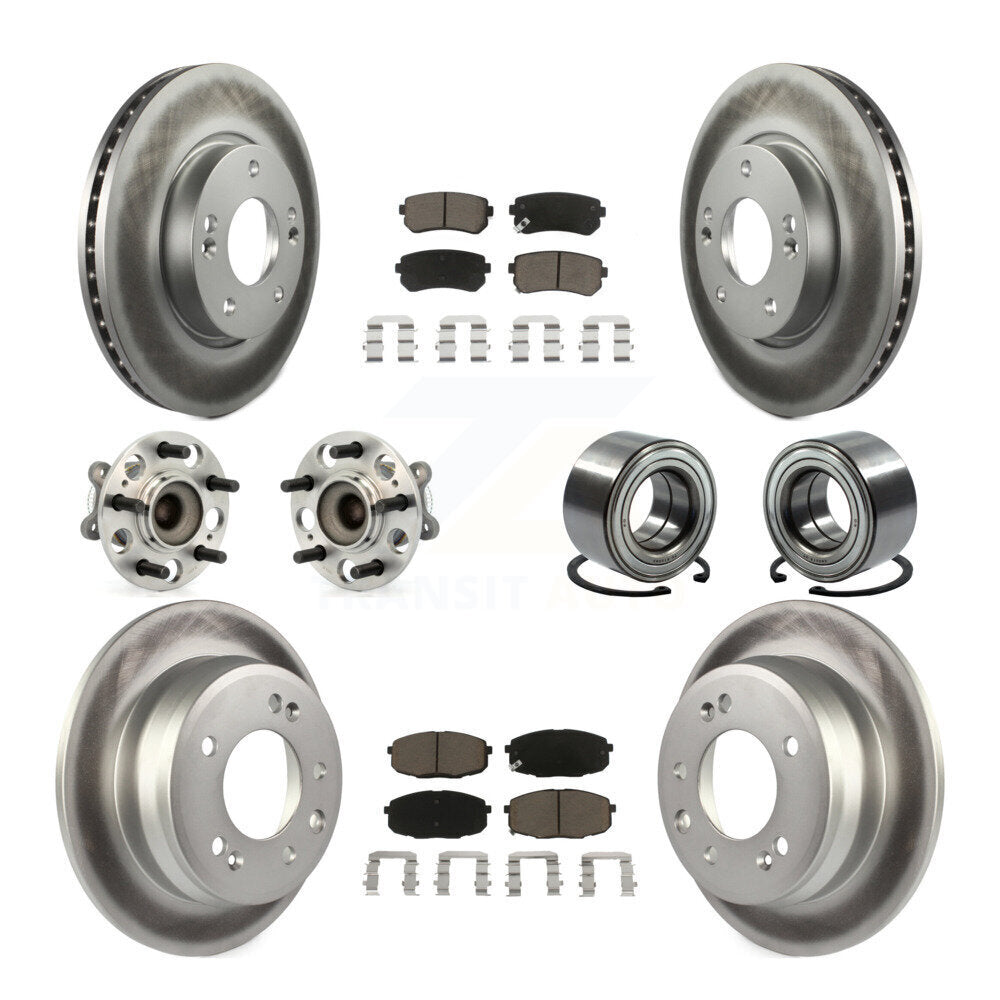 Kit de rotor et de plaquettes de frein revêtus de roulement de moyeu avant et arrière (10 pièces) pour Hyundai Elantr