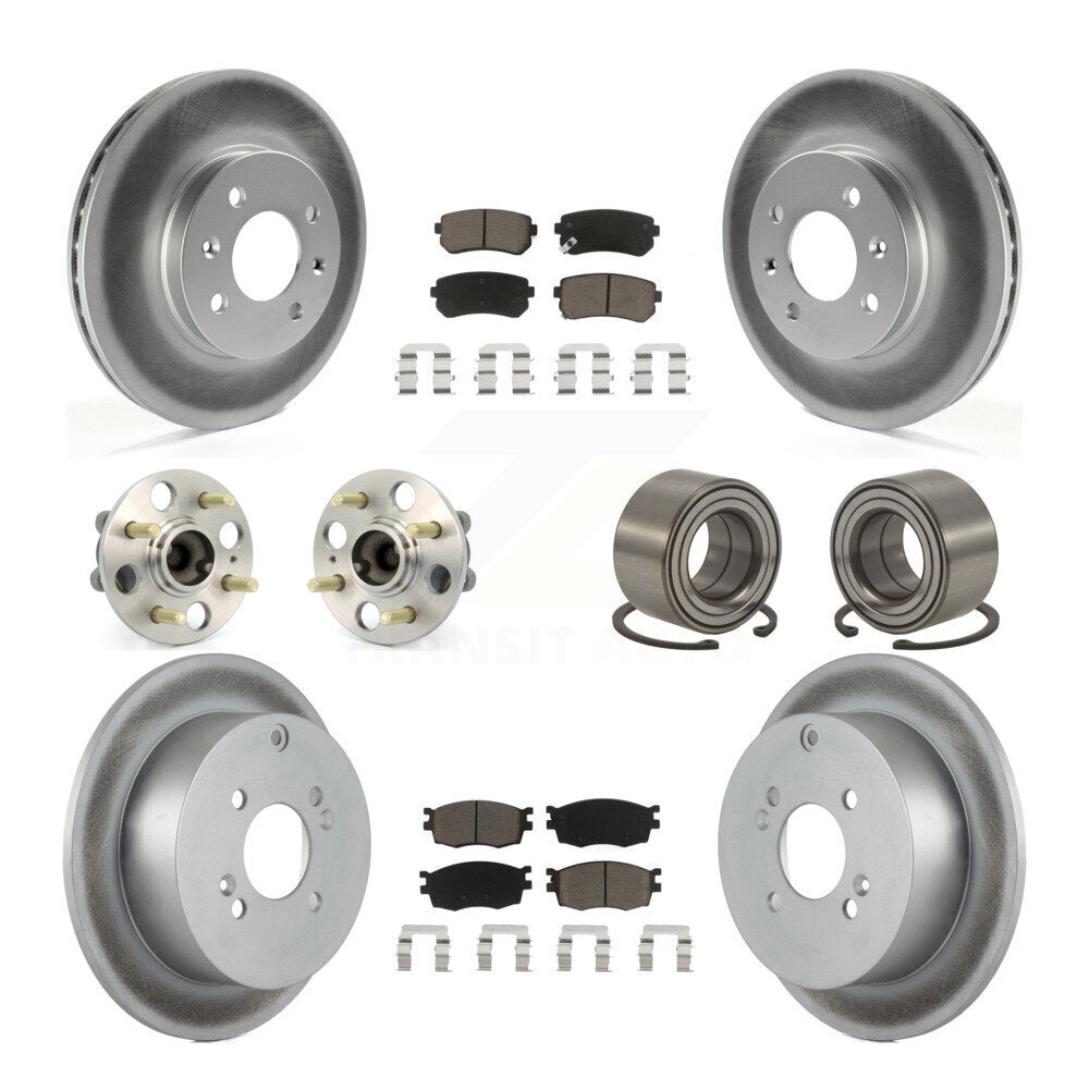 Kit de plaquettes de rotor de frein enduites de roulement de moyeu avant et arrière (10 pièces) pour Hyundai Accent Ki