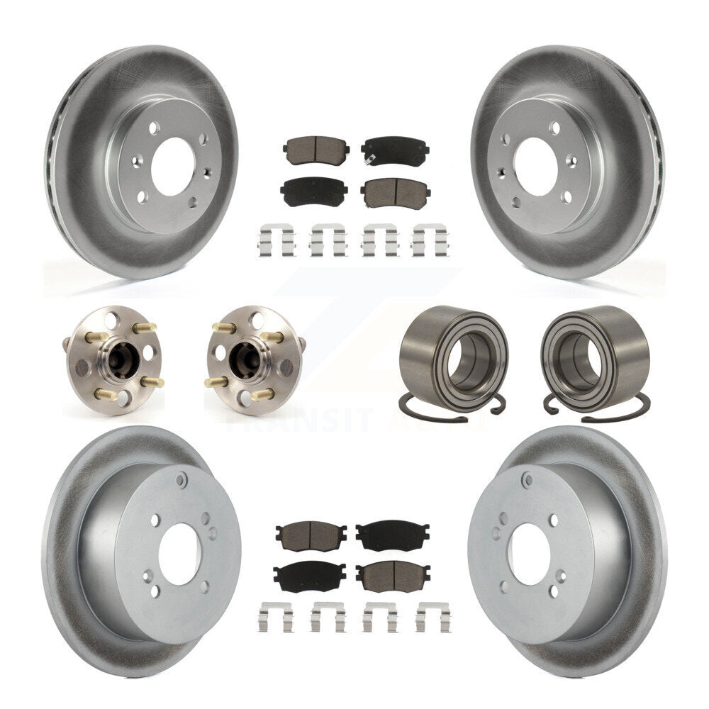 Kit de plaquettes de rotor de frein enduites de roulement de moyeu avant et arrière (10 pièces) pour Hyundai Accent Ki