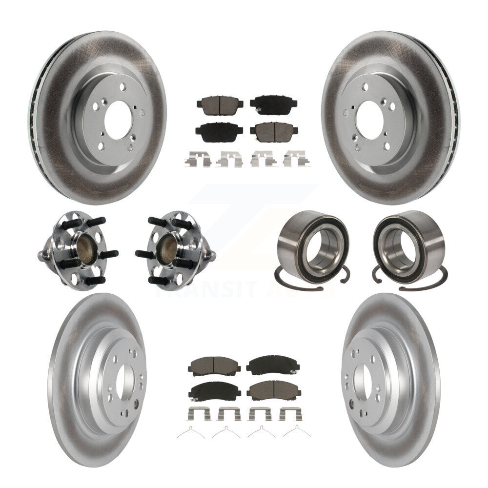Kit de rotors et plaquettes de frein à disque revêtus de roulement de moyeu avant et arrière (10 pièces) pour Acura T