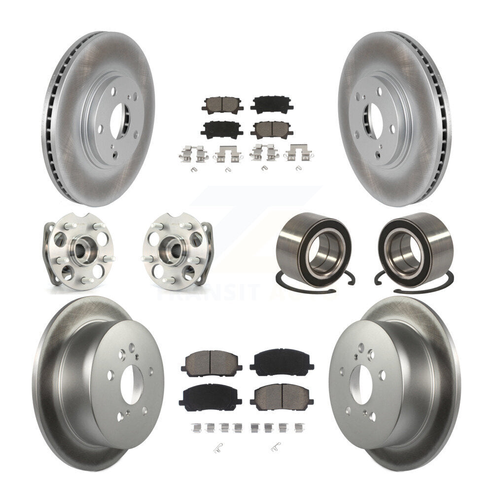 Kit de rotor et de plaquettes de frein revêtus de roulement de moyeu avant et arrière (10 pièces) pour Toyota Highlande