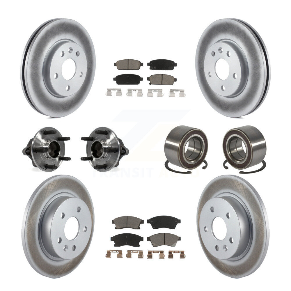 Kit de rotor et de plaquettes de frein revêtus de roulement de moyeu avant et arrière (10 pièces) pour Chevrolet Soni