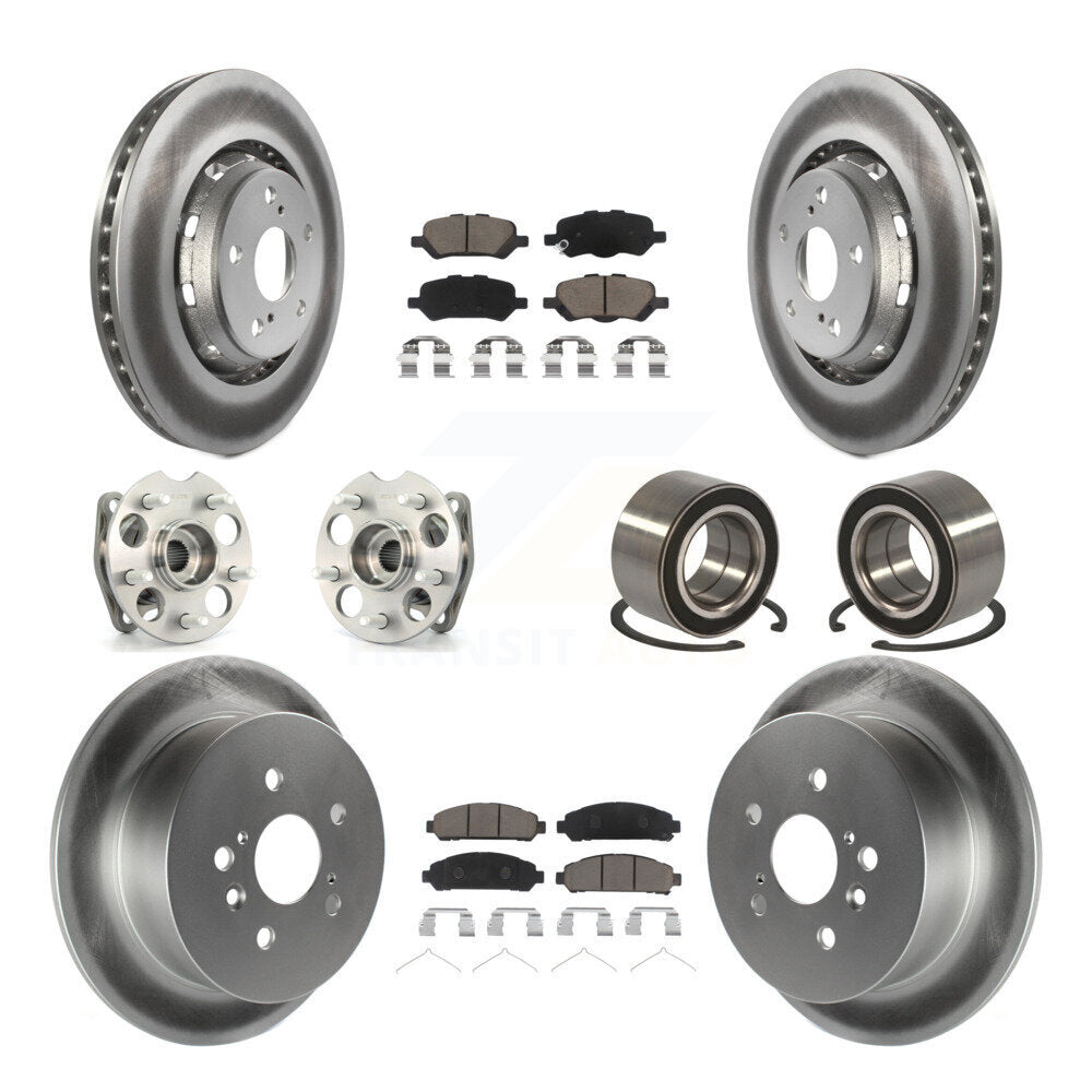 Kit de rotors et plaquettes de frein revêtus de roulement de moyeu avant et arrière (10 pièces) pour Toyota Venza AW