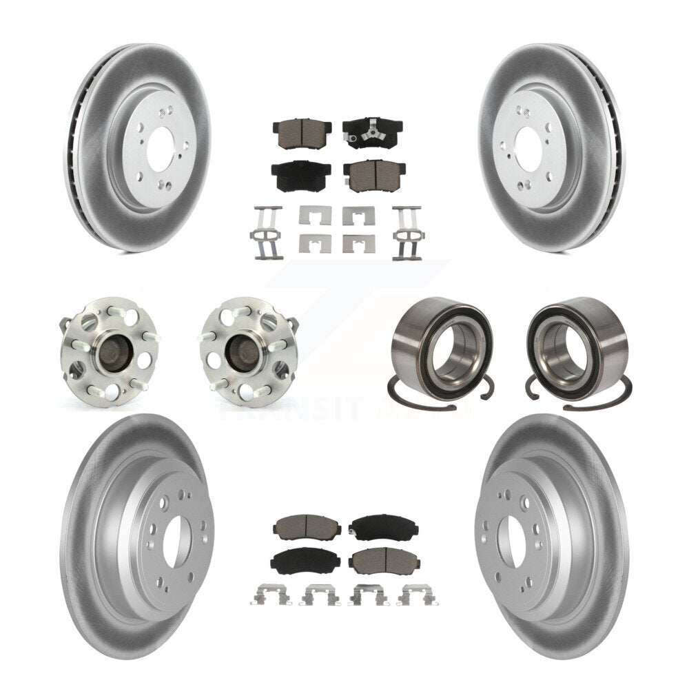 Kit de rotors et plaquettes de frein revêtus de roulement de moyeu avant et arrière (10 pièces) pour Honda Accord FW