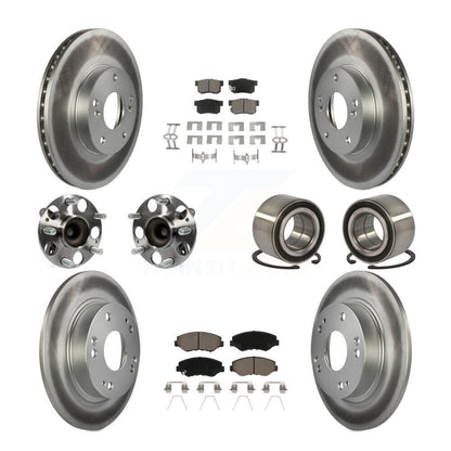 Kit de rotors et plaquettes de frein à disque revêtus de roulement de moyeu avant et arrière (10 pièces) pour Honda Civi