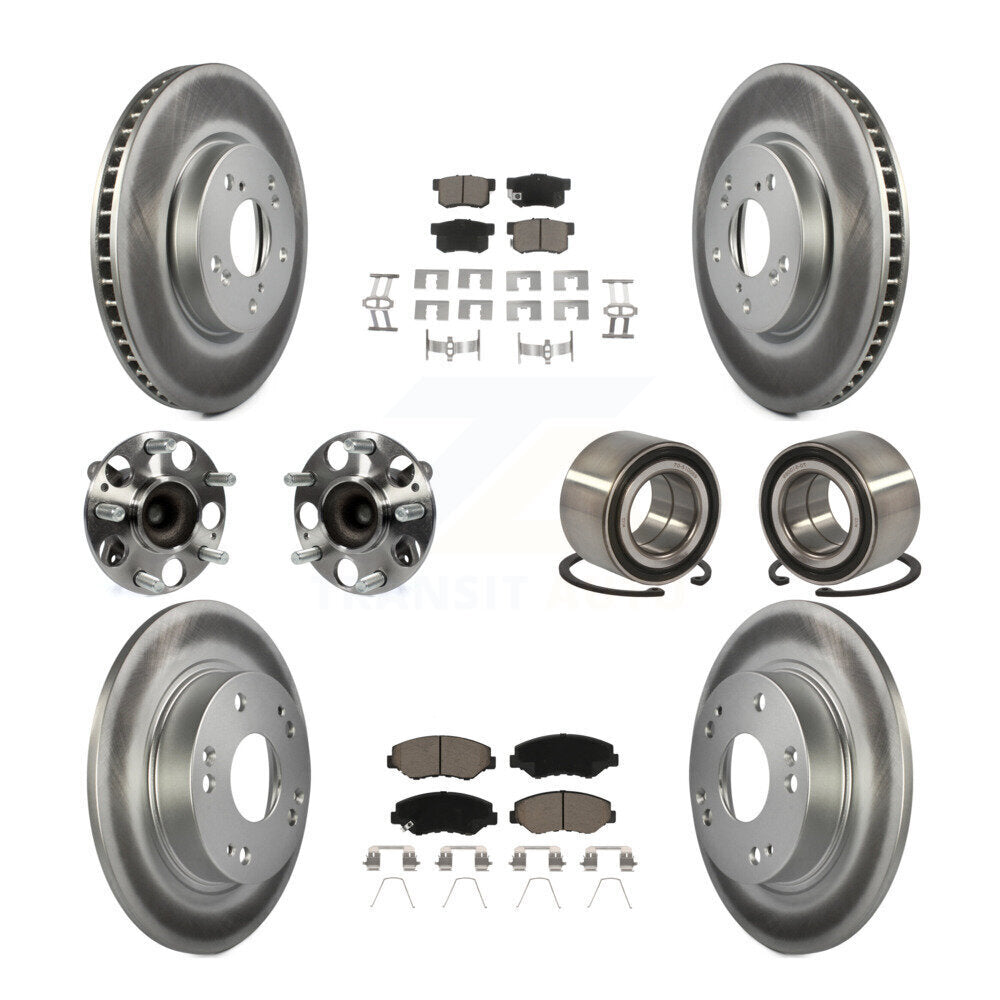 Kit de rotors et plaquettes de frein à disque revêtus de roulement de moyeu avant et arrière (10 pièces) pour Honda Civi