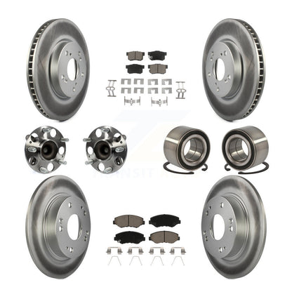 Kit de rotors et plaquettes de frein à disque revêtus de roulement de moyeu avant et arrière (10 pièces) pour Honda Civi