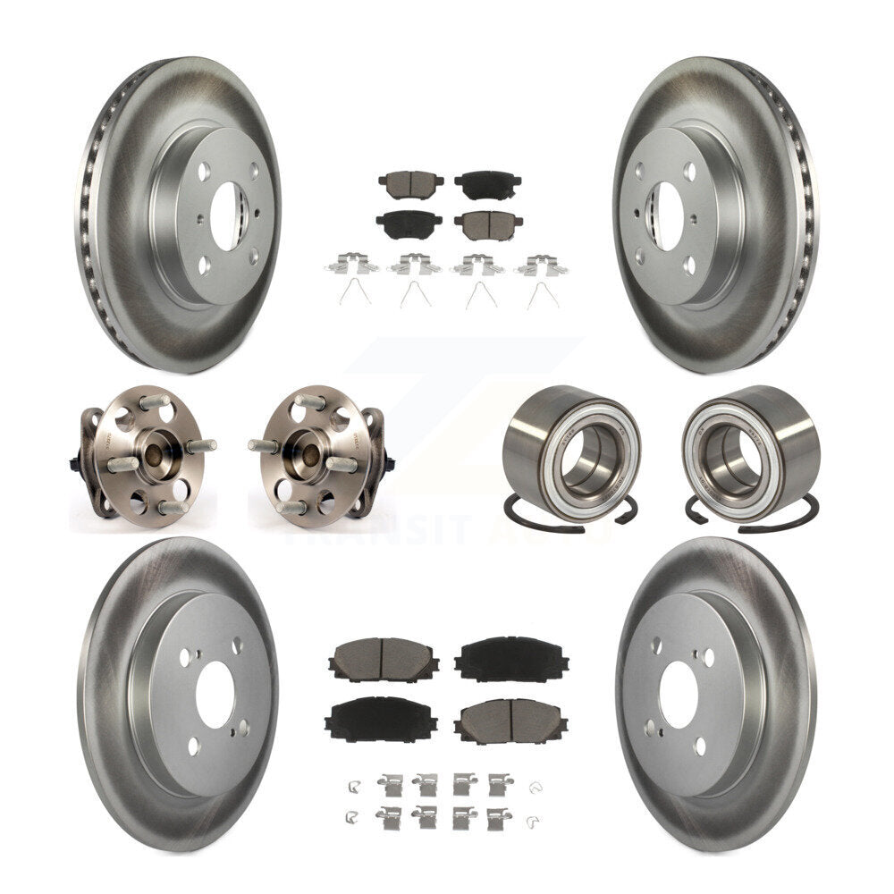 Kit de rotor et de plaquettes de frein à disque revêtus de roulement de moyeu avant et arrière (10 pièces) pour Toyota Yari