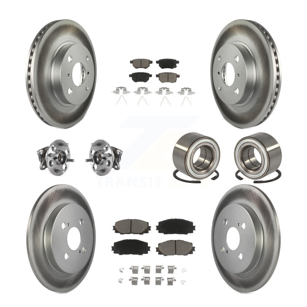 Kit de rotor et de plaquettes de frein à disque revêtus de roulement de moyeu avant et arrière (10 pièces) pour Toyota Yari