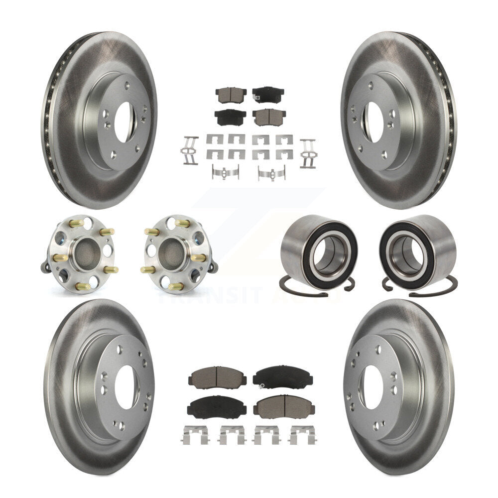 Kit de rotors et plaquettes de frein à disque revêtus de roulement de moyeu avant et arrière (10 pièces) pour Acura CS