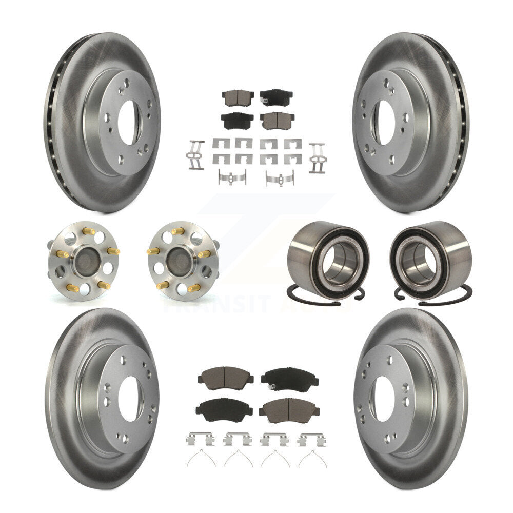 Kit de rotors et plaquettes de frein à disque revêtus de roulement de moyeu avant et arrière (10 pièces) pour Honda Civi
