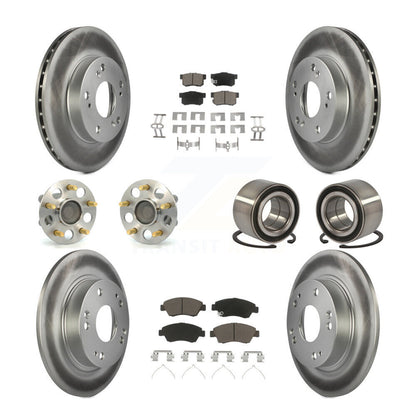 Kit de rotors et plaquettes de frein à disque revêtus de roulement de moyeu avant et arrière (10 pièces) pour Honda Civi