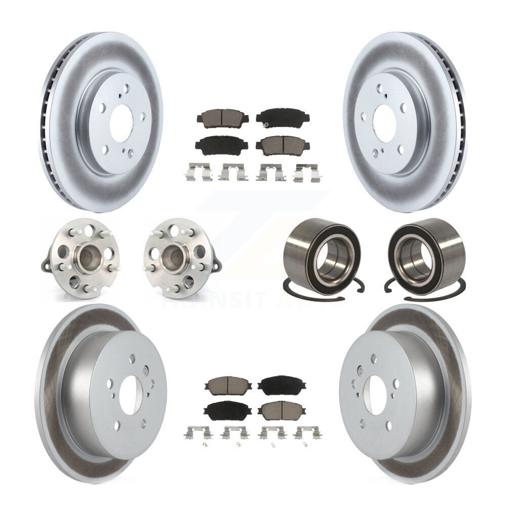 Kit de rotor et de plaquettes de frein revêtus de roulement de moyeu avant et arrière (10 pièces) pour Toyota Sienna FW