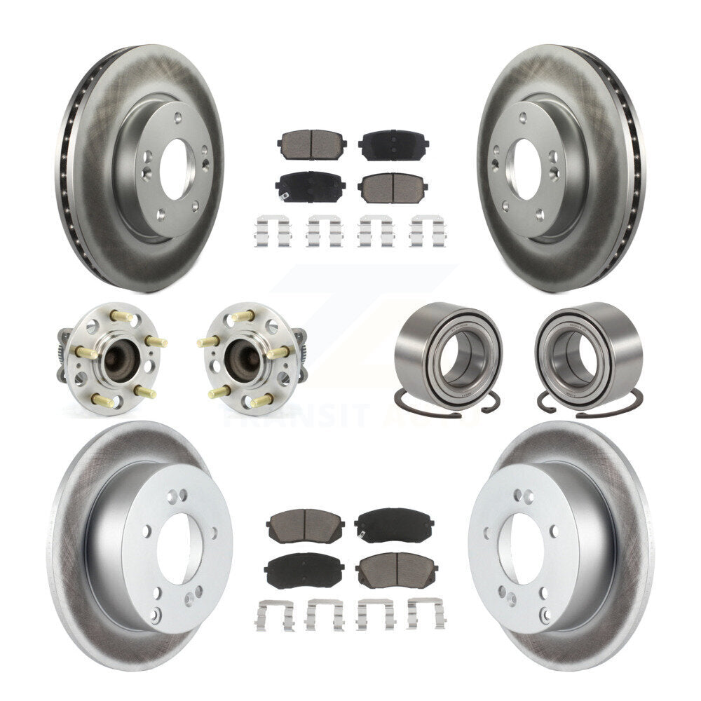Kit de plaquettes de rotor de frein revêtues de roulement de moyeu avant et arrière (10 pièces) pour Kia Rond 2010 – 2012