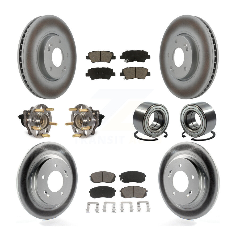Kit de rotors et plaquettes de frein à disque revêtus de roulement de moyeu avant et arrière (10 pièces) pour Kia Soul E