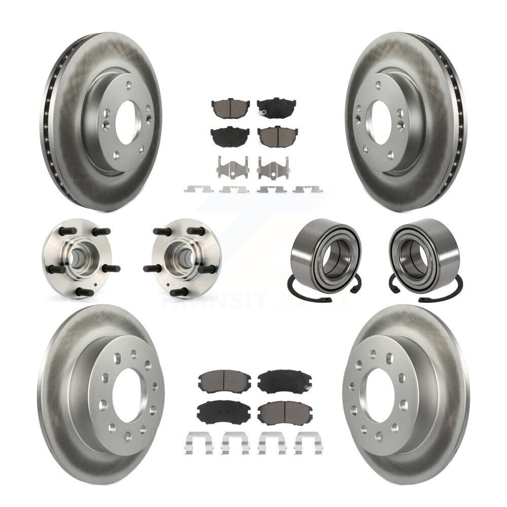 Kit de rotor et de plaquettes de frein revêtus de roulement de moyeu avant et arrière (10 pièces) pour Hyundai Tiburo