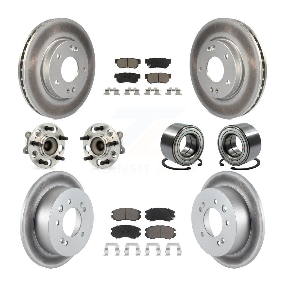 Kit de rotor et de plaquettes de frein revêtus de roulement de moyeu avant et arrière (10 pièces) pour Hyundai Elantr