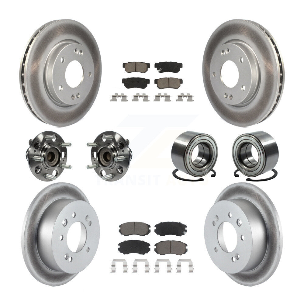 Kit de rotor et de plaquettes de frein revêtus de roulement de moyeu avant et arrière (10 pièces) pour Hyundai Elantr