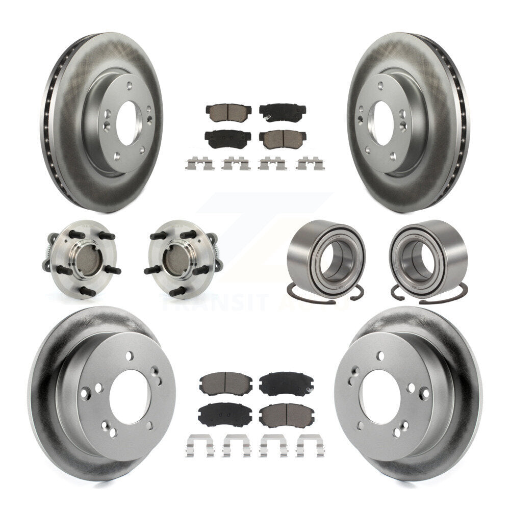 Kit de plaquettes de rotor de frein enduites de roulement de moyeu avant et arrière (10 pièces) pour Hyundai Sonata Ki