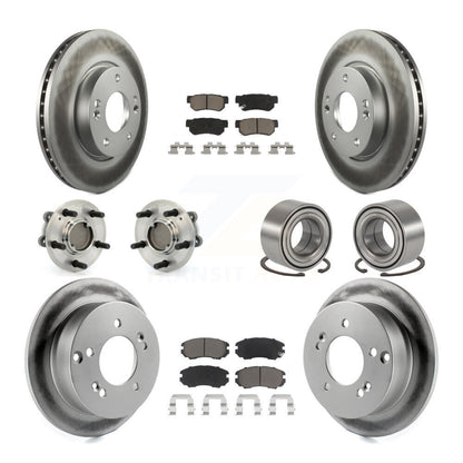 Kit de plaquettes de rotor de frein enduites de roulement de moyeu avant et arrière (10 pièces) pour Hyundai Sonata Ki